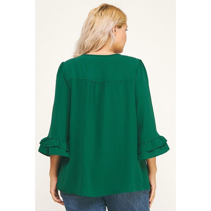 Ruffle Bloom Embroidered Blouse