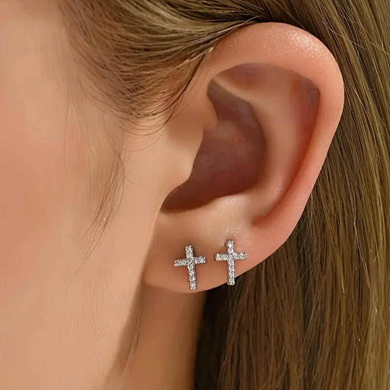 Silver Cross Earrings