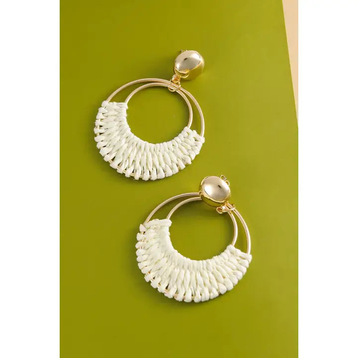 White Raffia Hoops