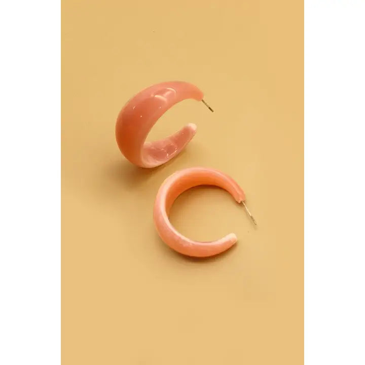 Rose Marble Hoop Earrings