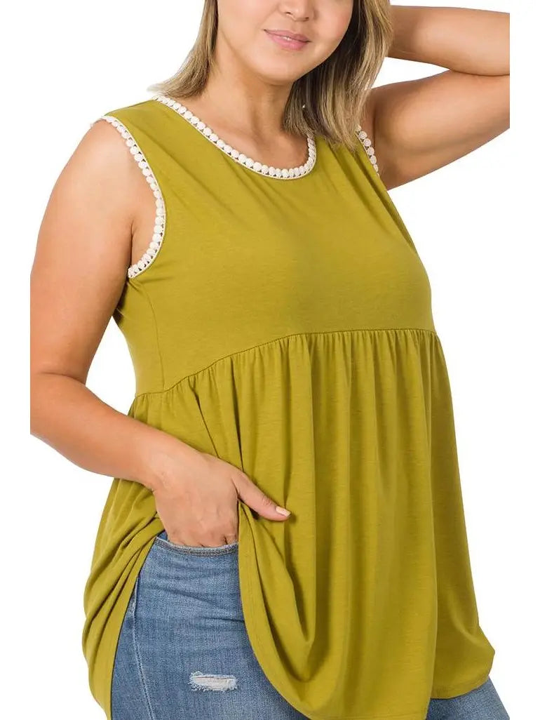 Olive Empire Waist Tank