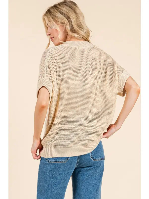 Sheer Knit Short Sleeve Sweater