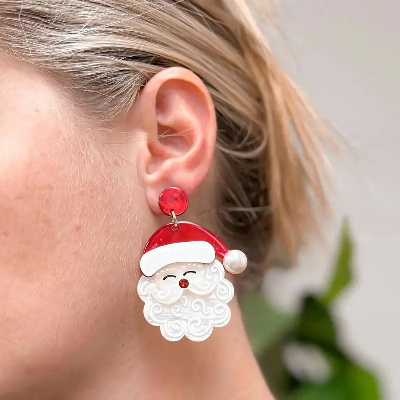 Acrylic Santa Earrings