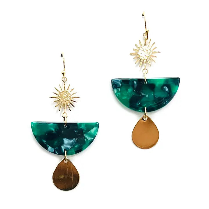 Sunburst Earrings- Green