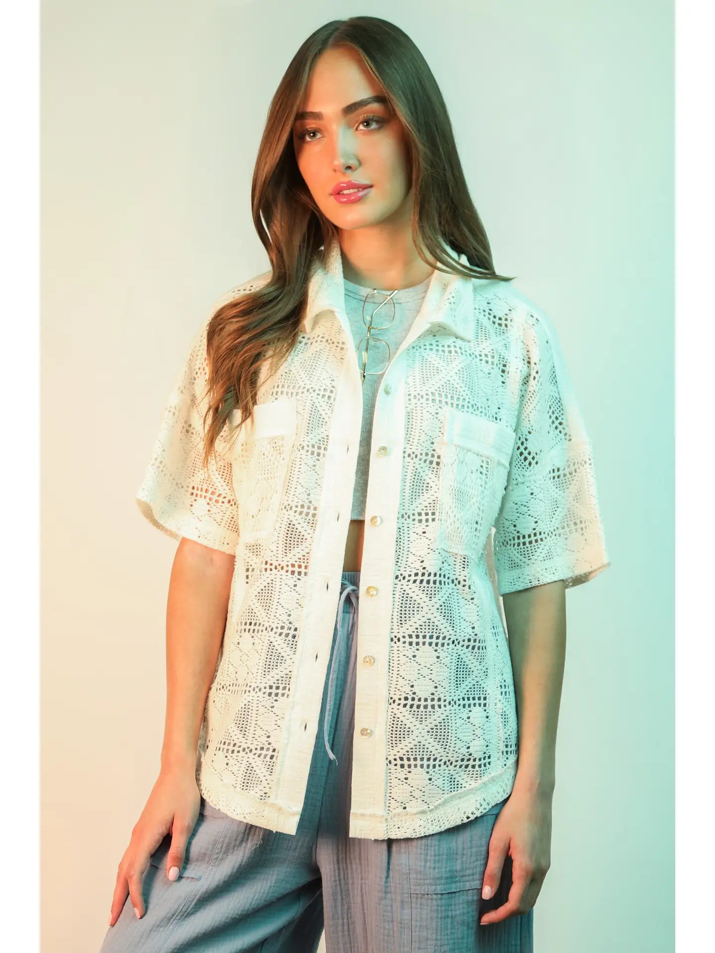 Crochet Button Down Shirt