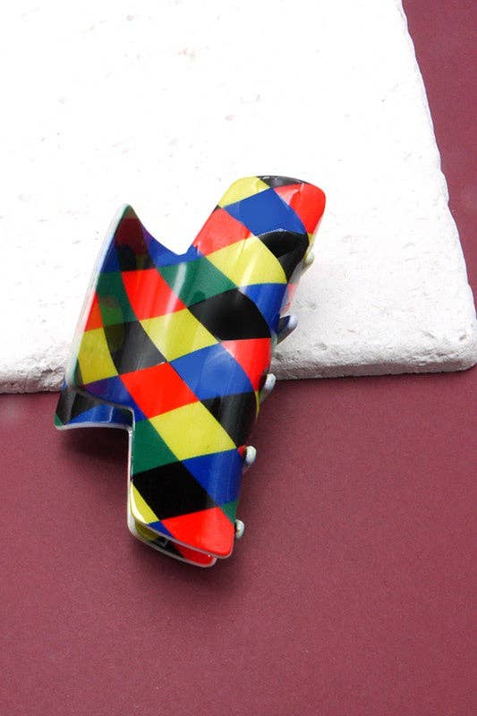 Red Checker French Retro Claw Clip