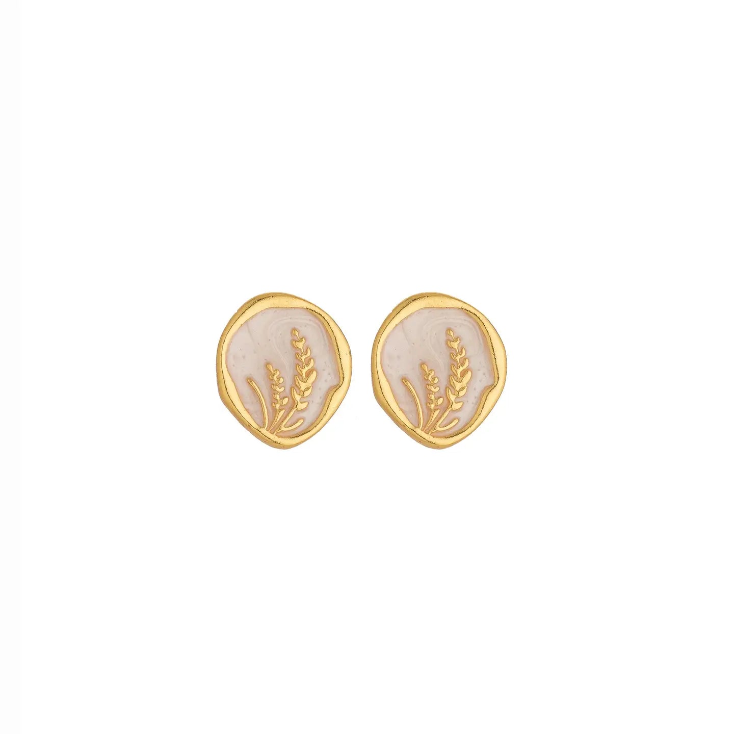 White Enamel Kelp Stud Earring