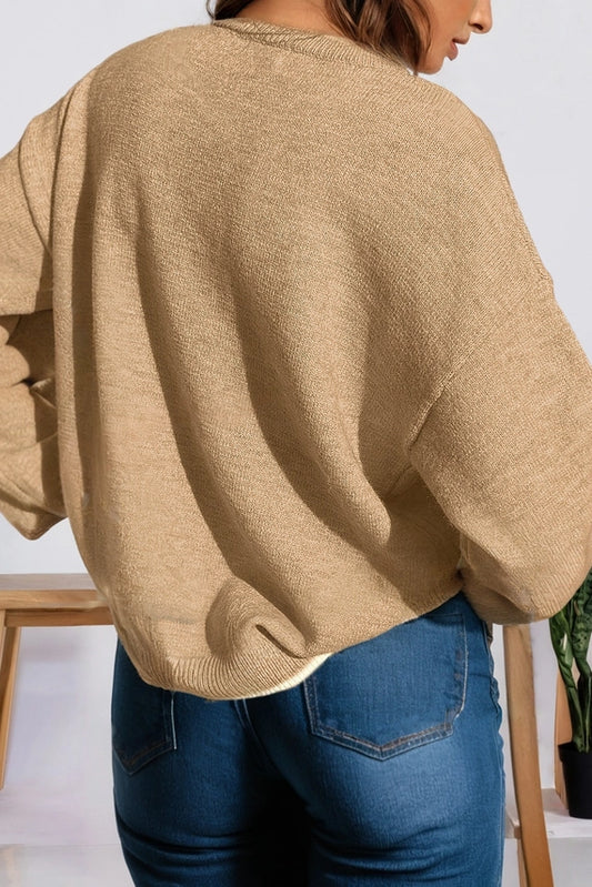 Leopard Bow Split Cuff Sweater