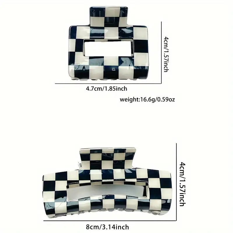 Black and White Checkered Claw Clips