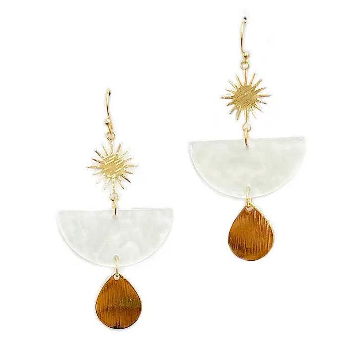 Sunburst Earrings- White