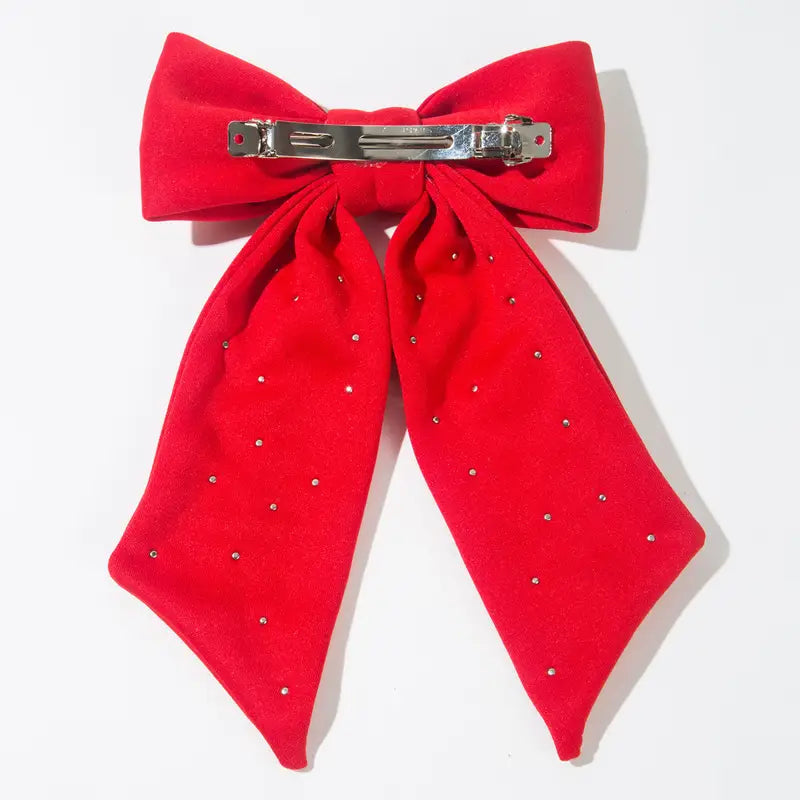Red Football Bow Hair Clip