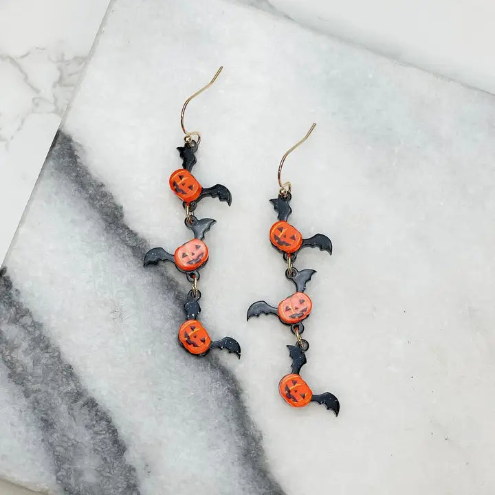 Pumpkin Bat Earrings