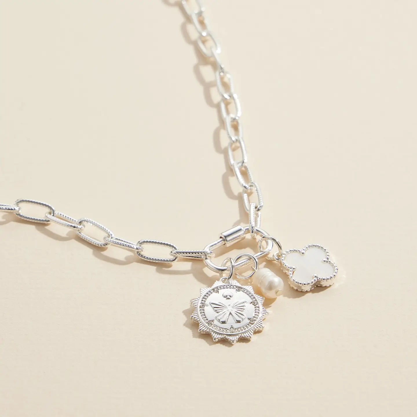 Silver Chain Charm Necklace