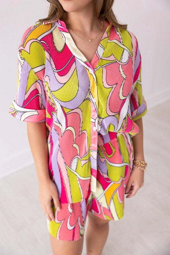 Gemma Abstract Button Up