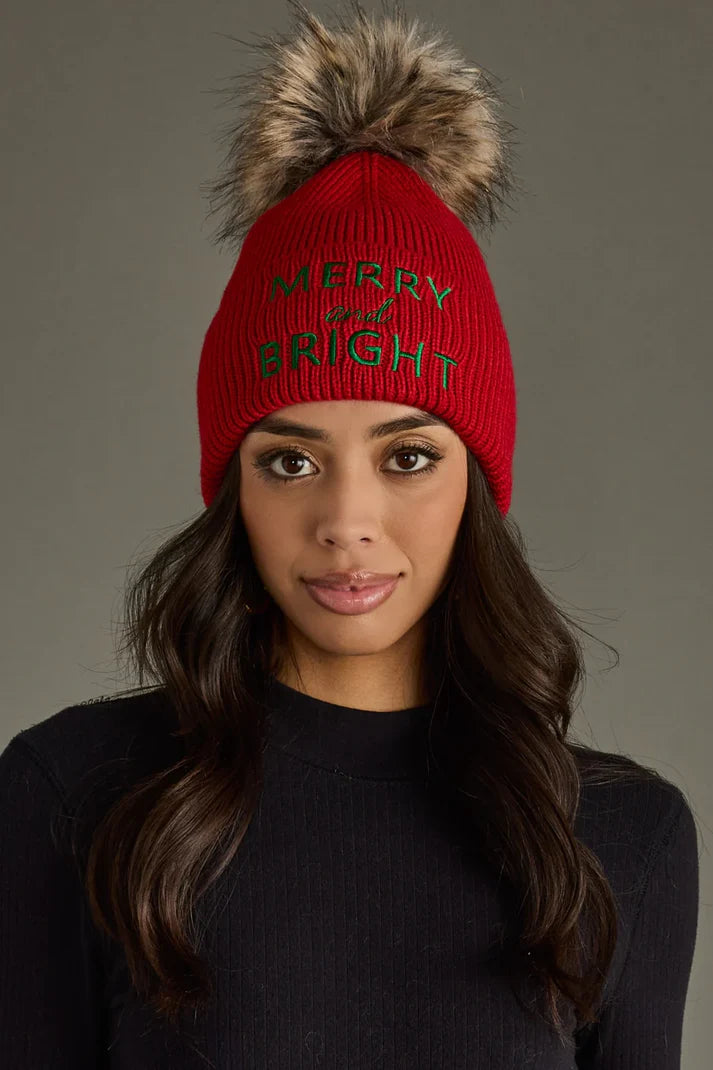 Red Merry + Bright Pom Hat
