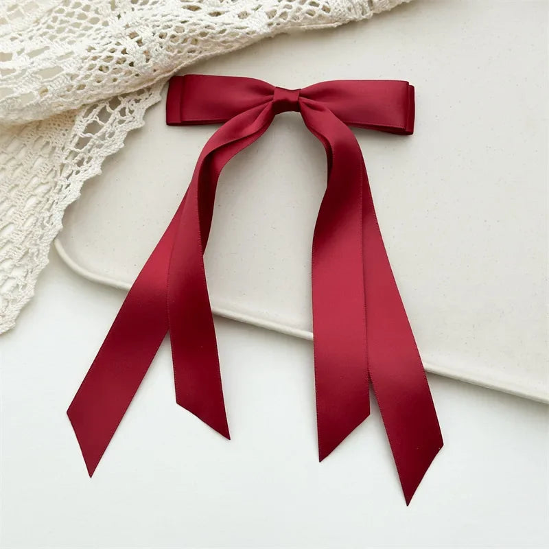Burgundy Satin Bow Clip