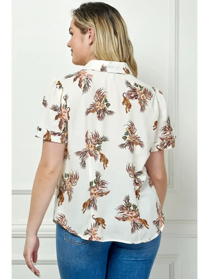 Cuff Sleeve Button Up Shirt