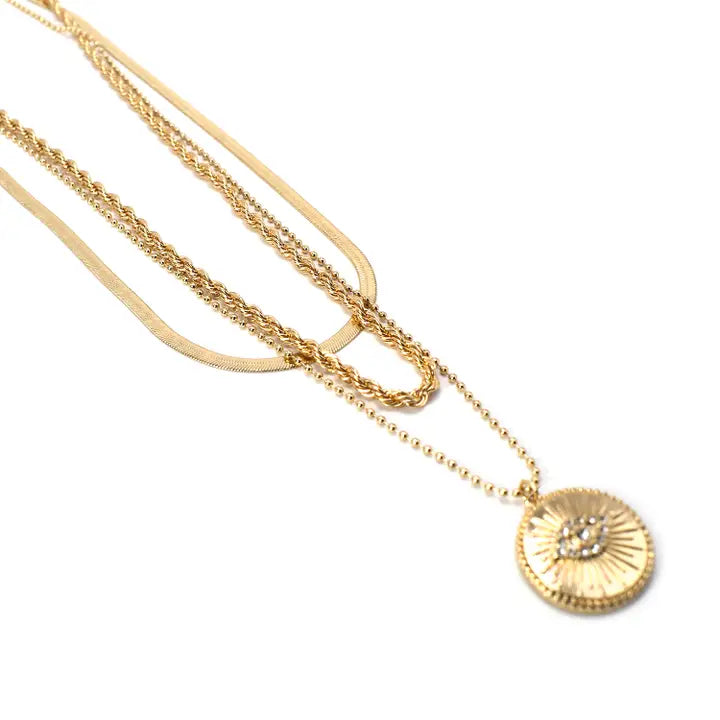 Sunburst Evil Eye Round Pendant Necklace