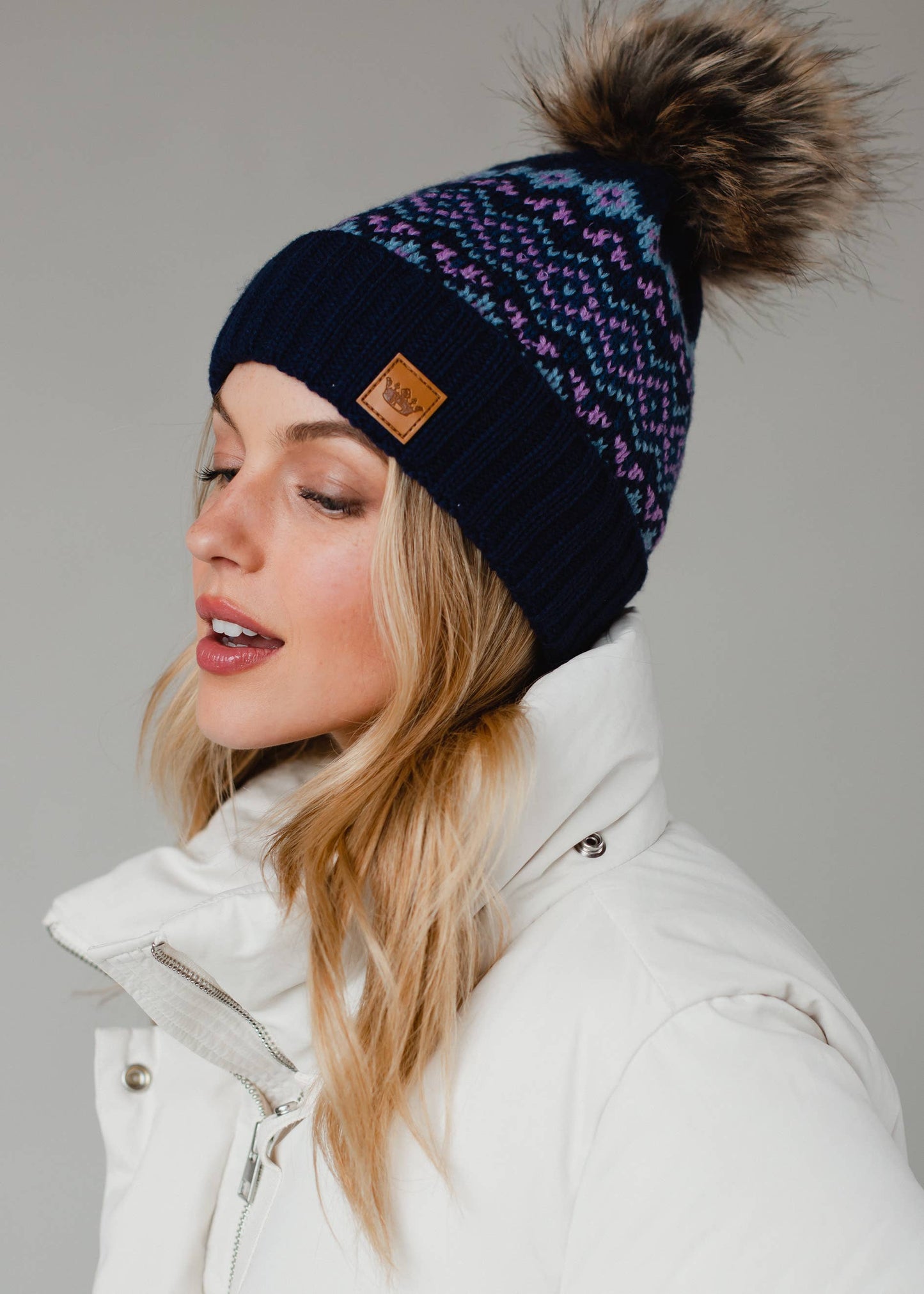 Blue + Purple Pom Hat