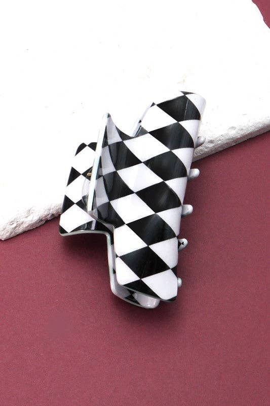 Red Checker French Retro Claw Clip