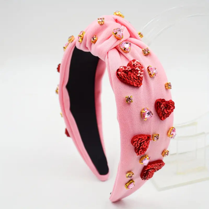 Red Sequin Heart Headband