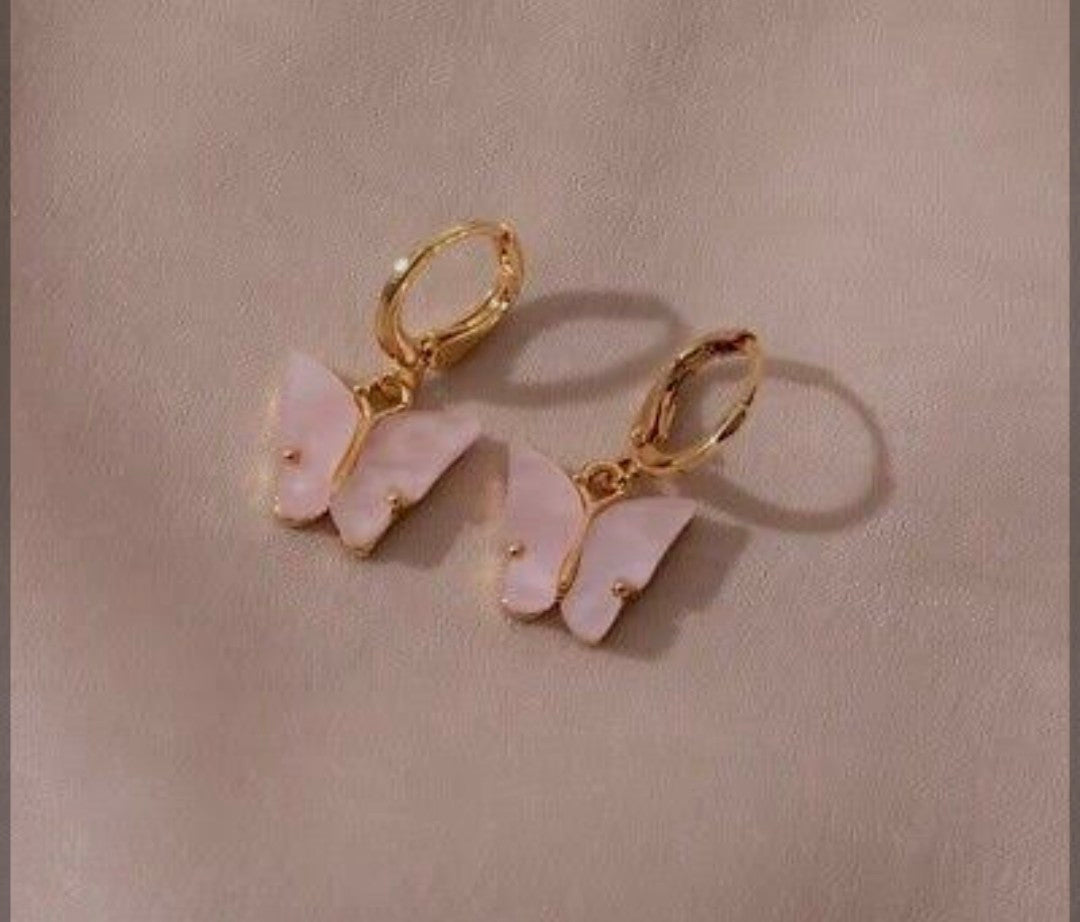 Pink Butterfly Micro Hoops