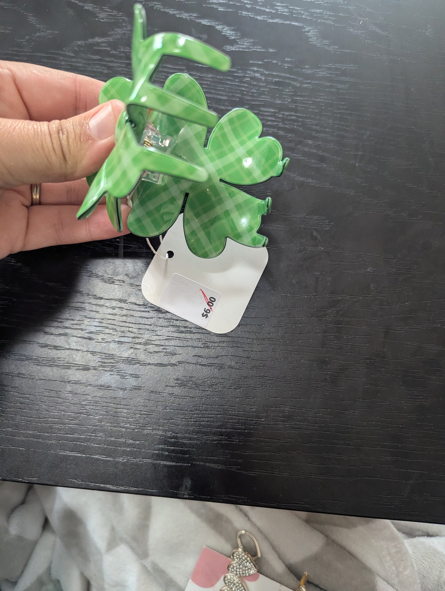 Plaid Clover Claw Clip