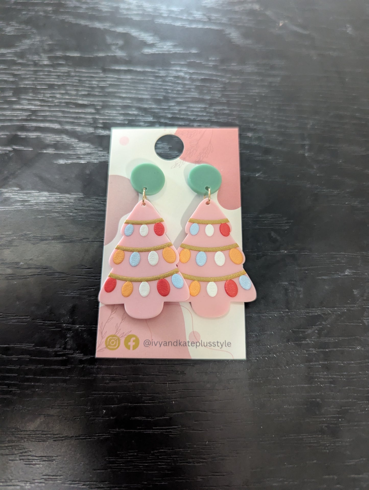 Pink Christmas Tree Earrings