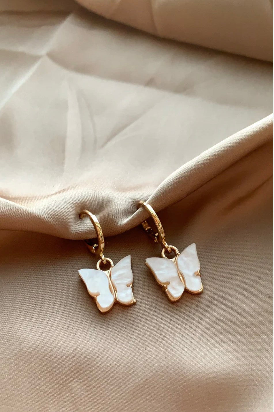 White Butterfly Micro Hoops