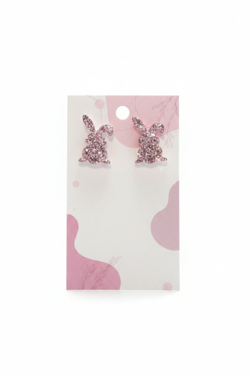 Pink Sparkly Bunny Earrings