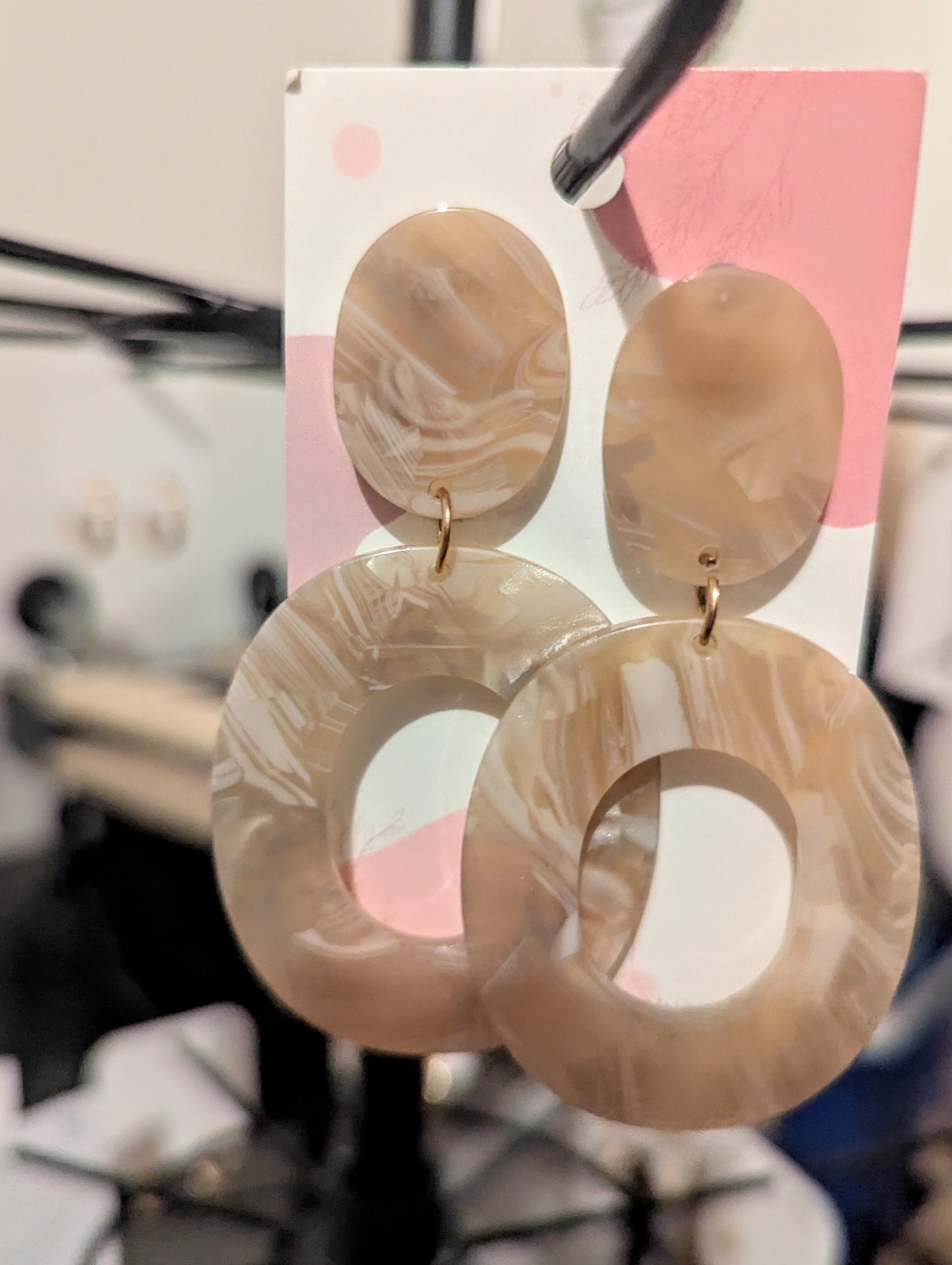 Large Brown Marble Earrings