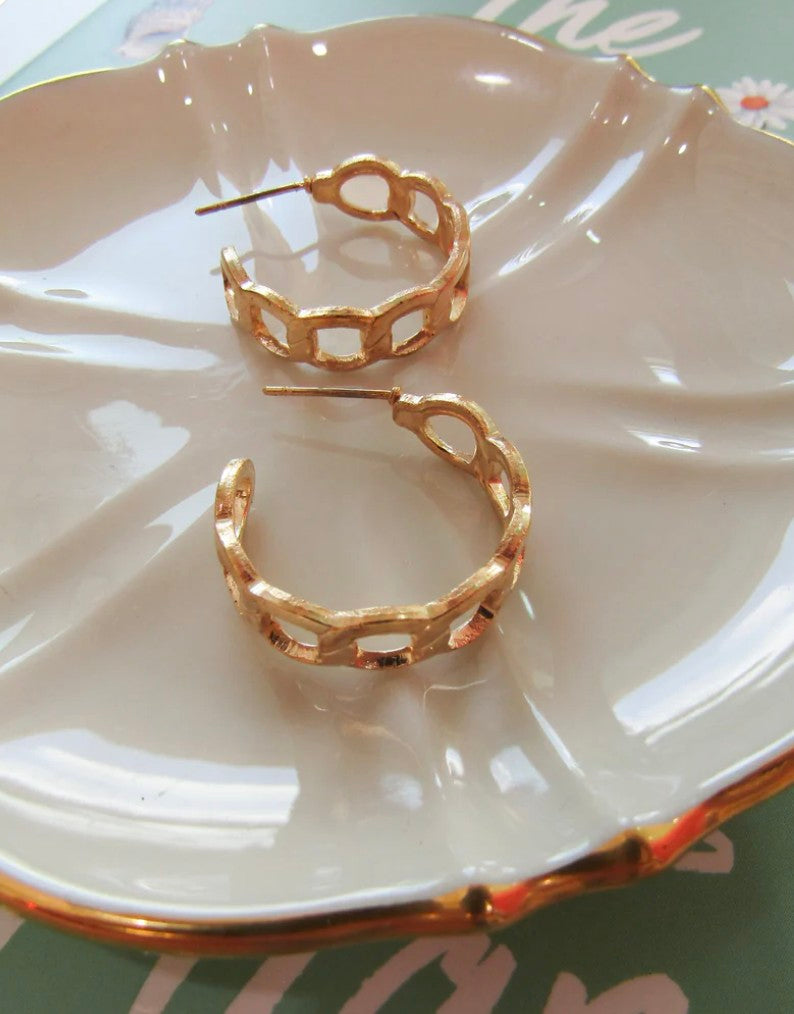 Gold Chain Hoops