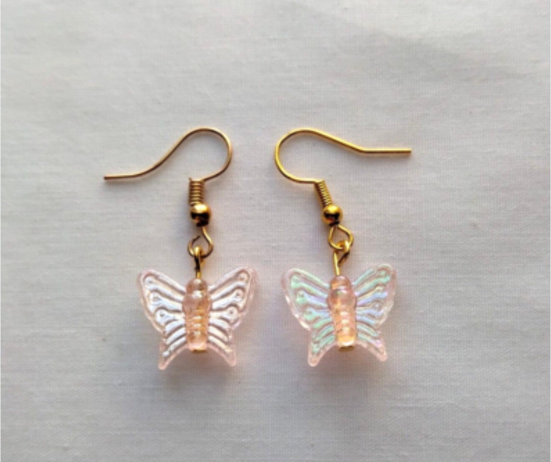 Iridescent Mini Butterfly Drop Earrings