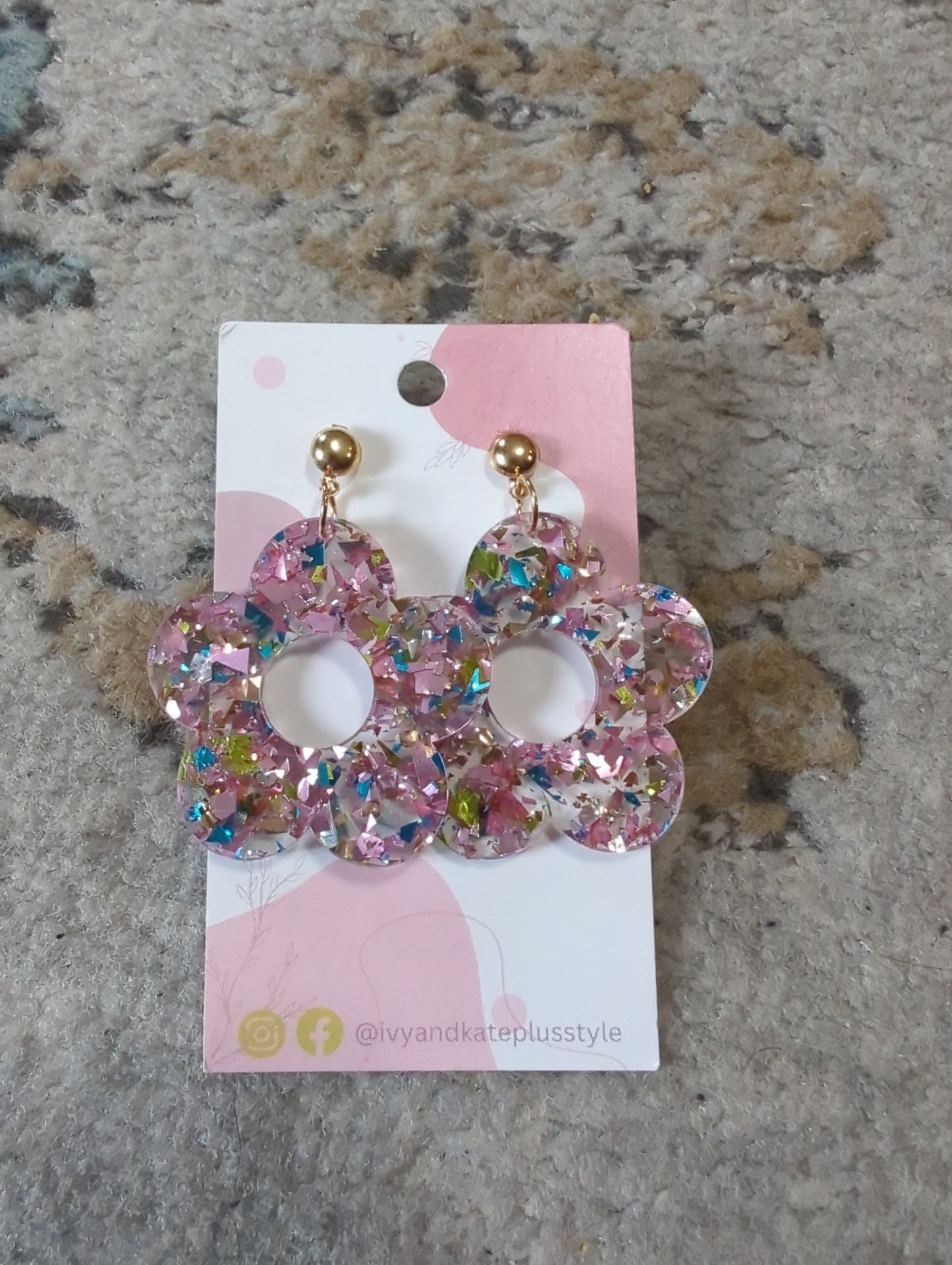 Glitter Flower Earrings