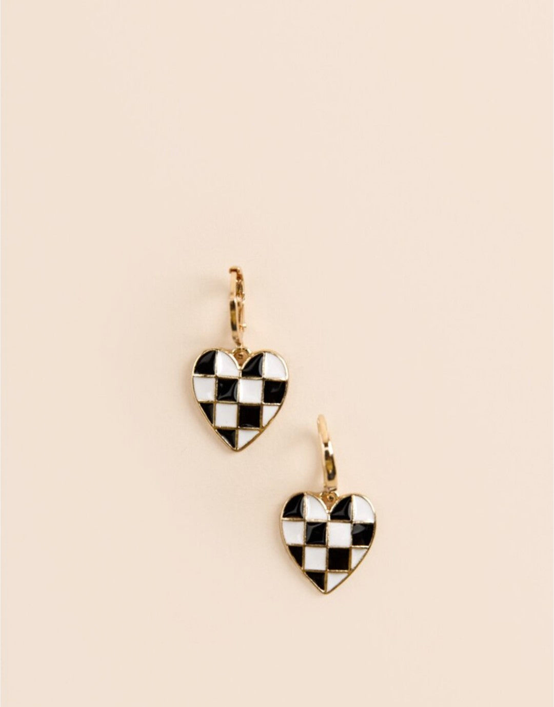 Checkered Heart Micro Hoops