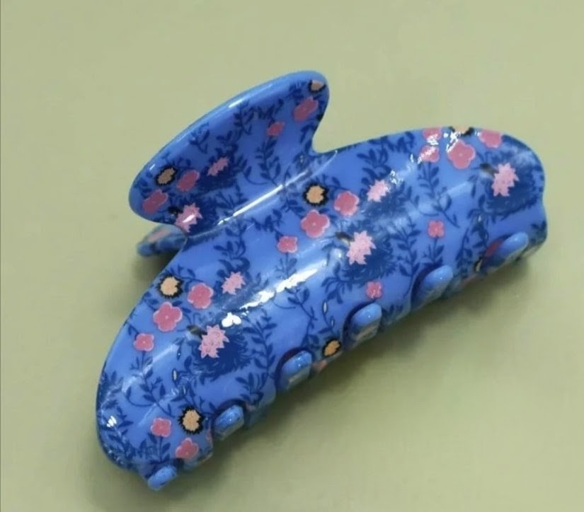 Blue Floral Claw Clip