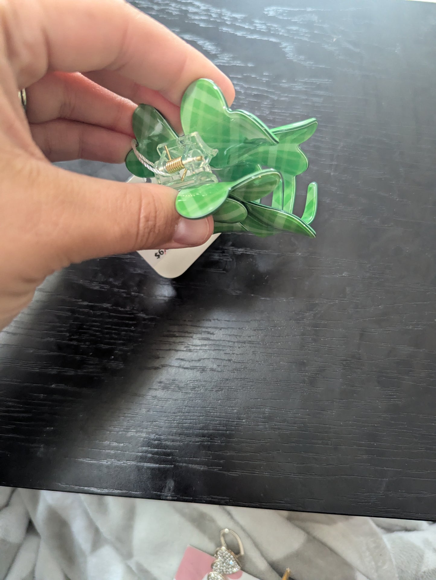 Plaid Clover Claw Clip