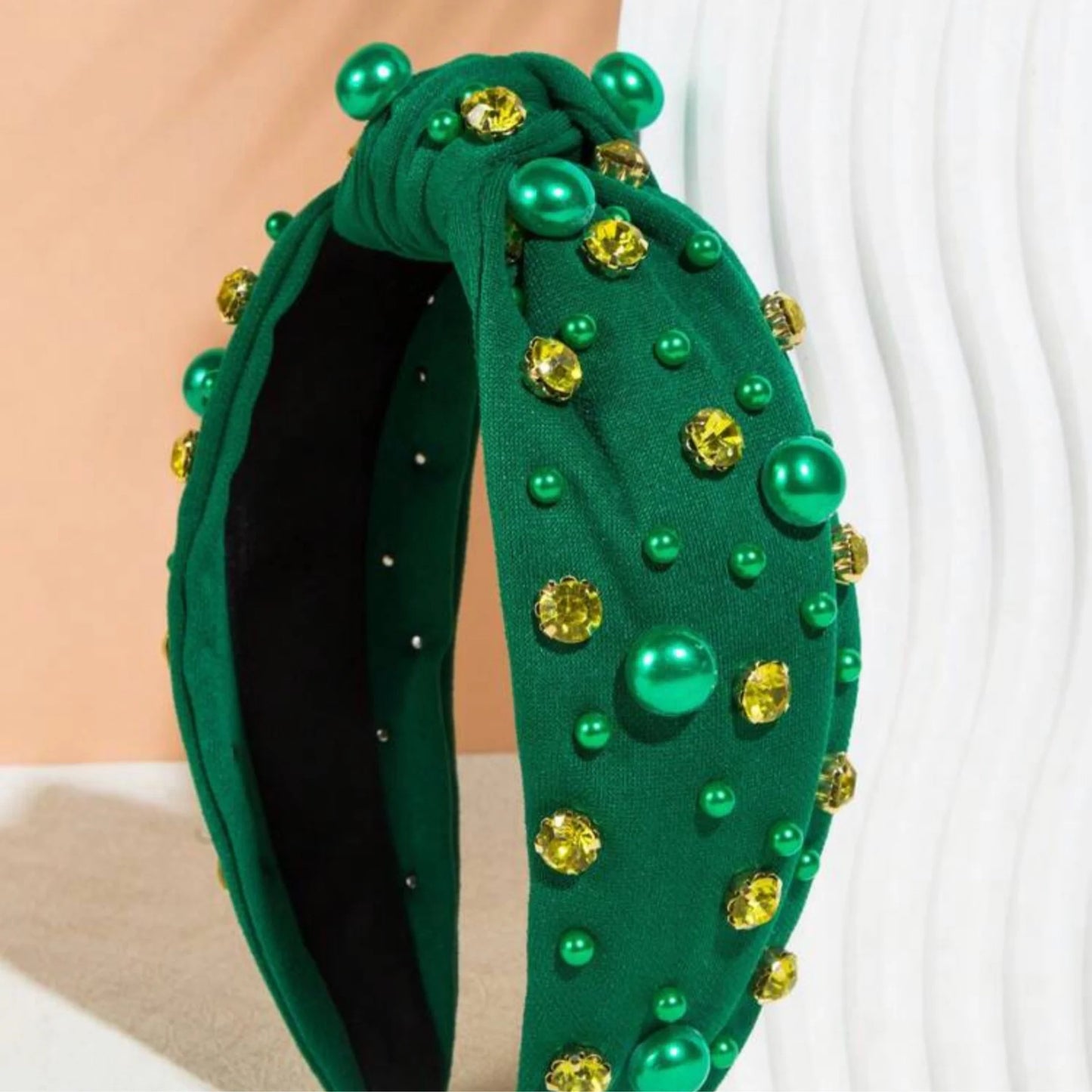 Gold and Green Jeweled Headband