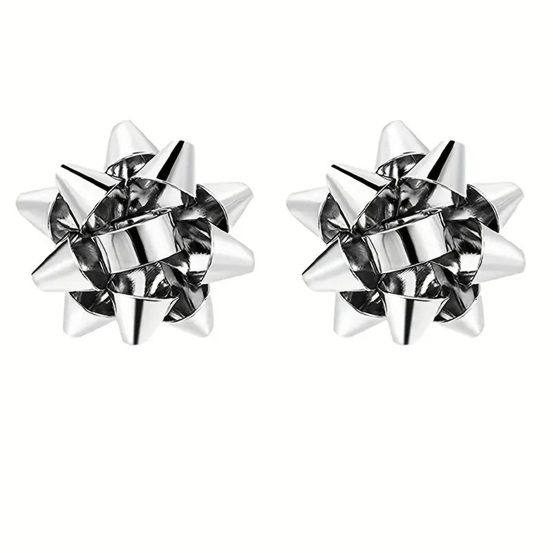 Silver Gift Bow Earrings