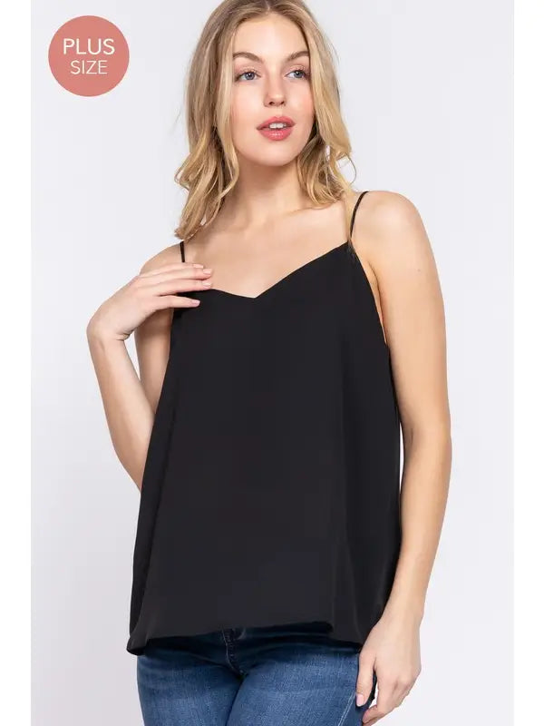 V Neck Woven Tank Top