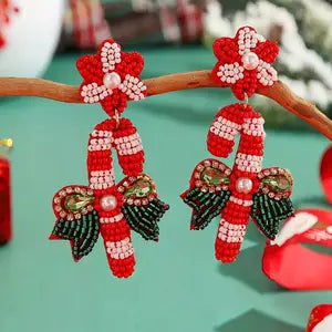 Beaded Candy Cane Earrings