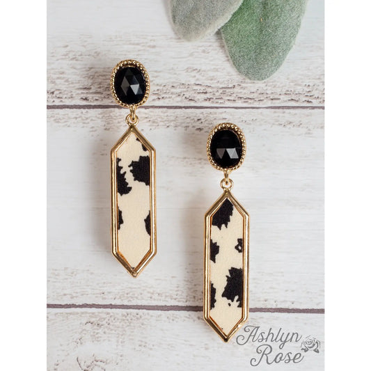 Cow Hide Dangly Stud Earrings