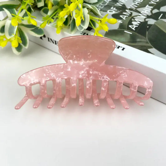 Pink Marbled Claw Clip