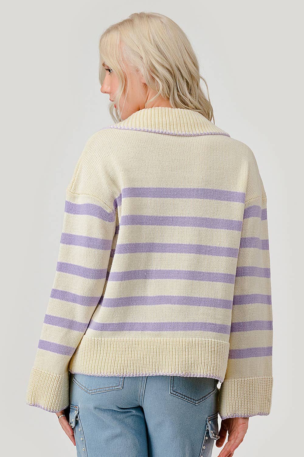 Lavender Striped Knit Sweater