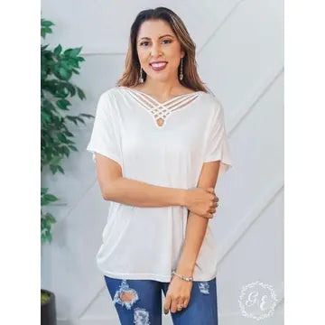 Criss-Cross V Neck Tee