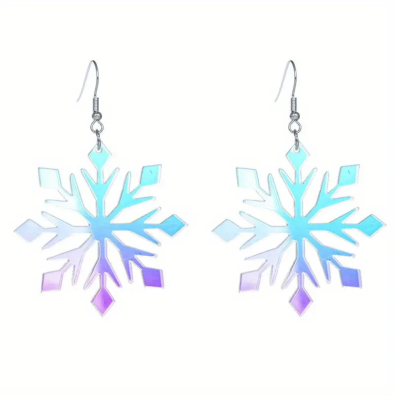 Large Holographic Snowflake Earrings