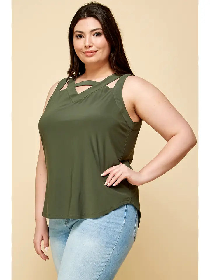 Olive Cut Out Tank Top