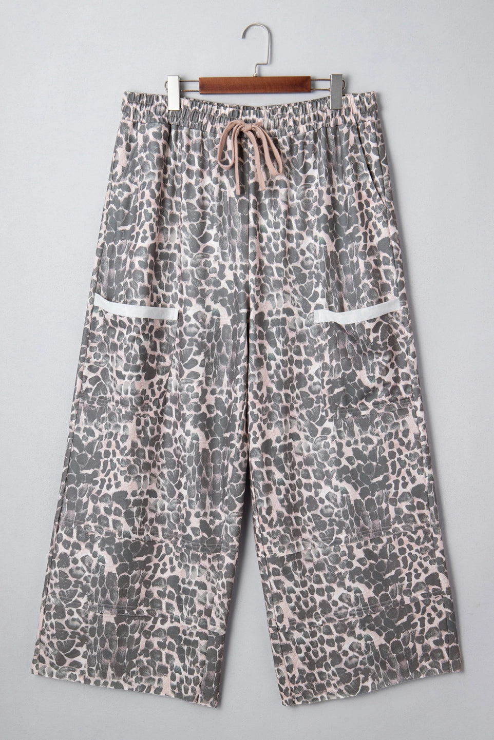 Leopard Raw Edge Patch Pocket Pants