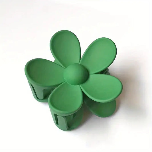 Dark Green Matte Flower Claw Clip