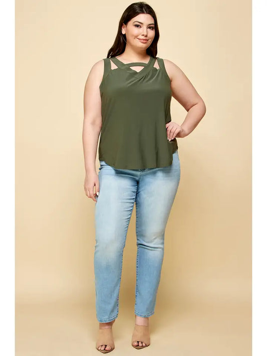 Olive Cut Out Tank Top